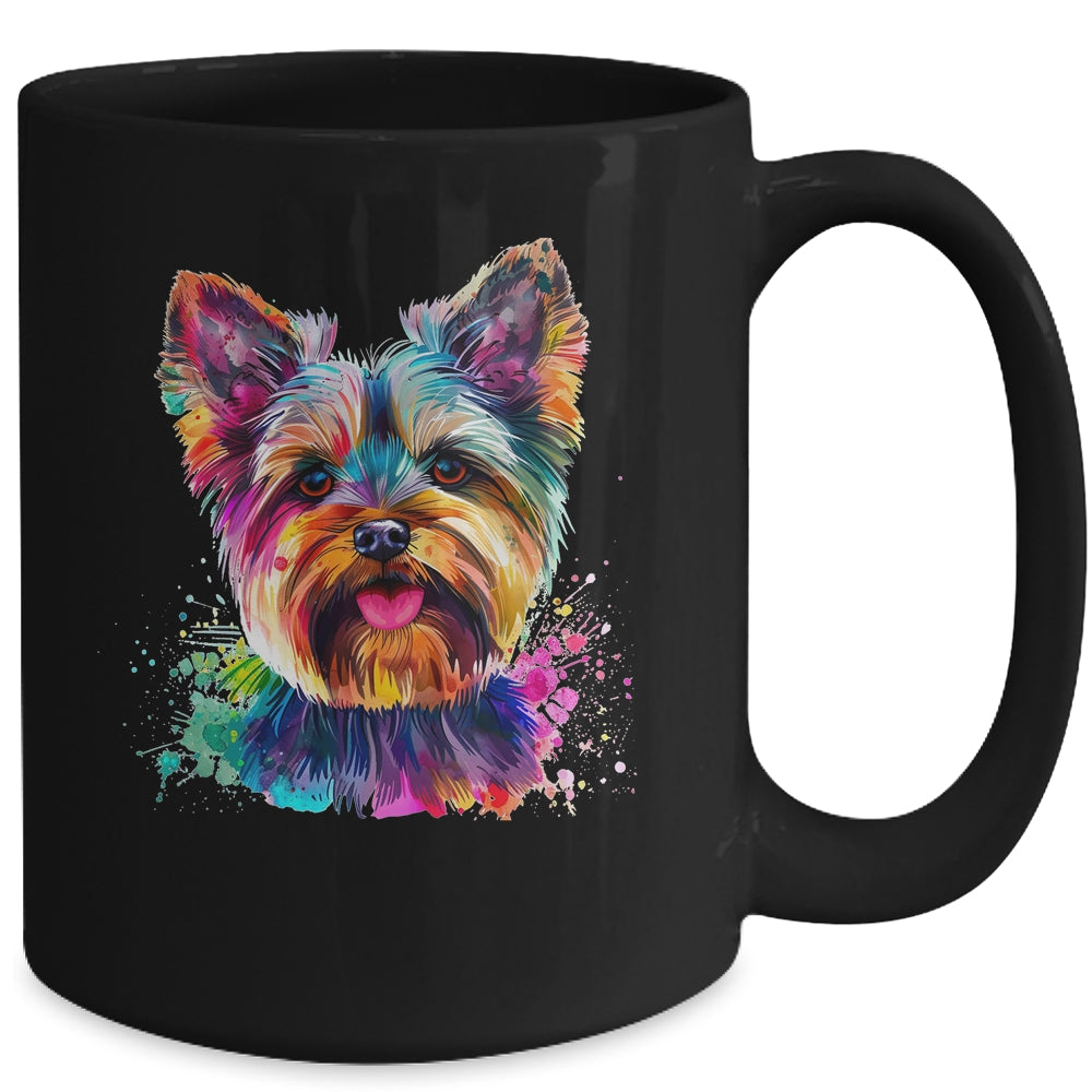 Yorkie Mom Lover Puppy Dog Watercolor Tie Dye Painting Mug | teecentury