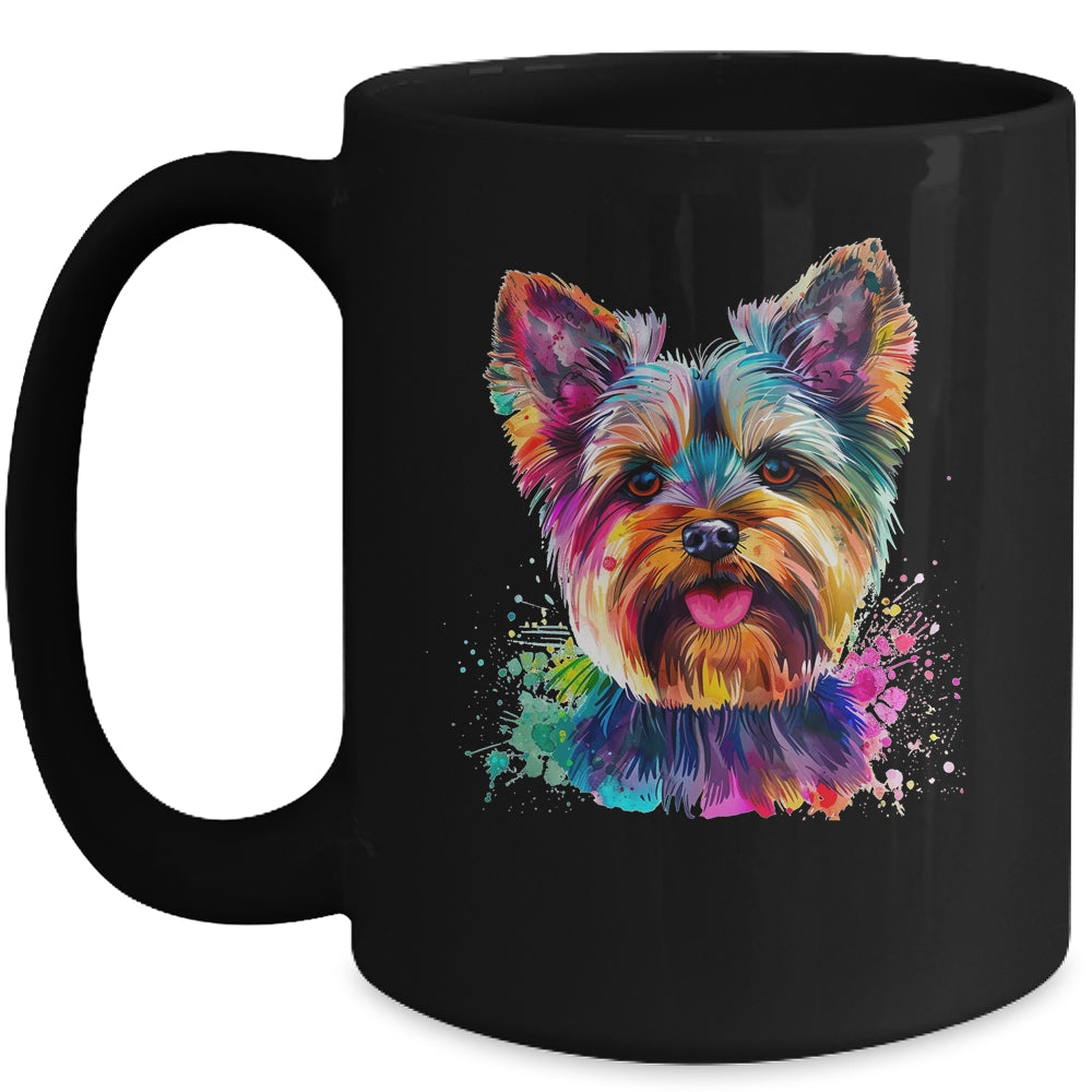 Yorkie Mom Lover Puppy Dog Watercolor Tie Dye Painting Mug | teecentury