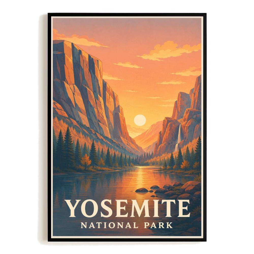 Yosemite National Park Travel Poster Vintage Adventure Souvenir Wall Art Landscape Print Painting Picture For Home Room Living Room Office Bedroom Decor Unframed | teecentury