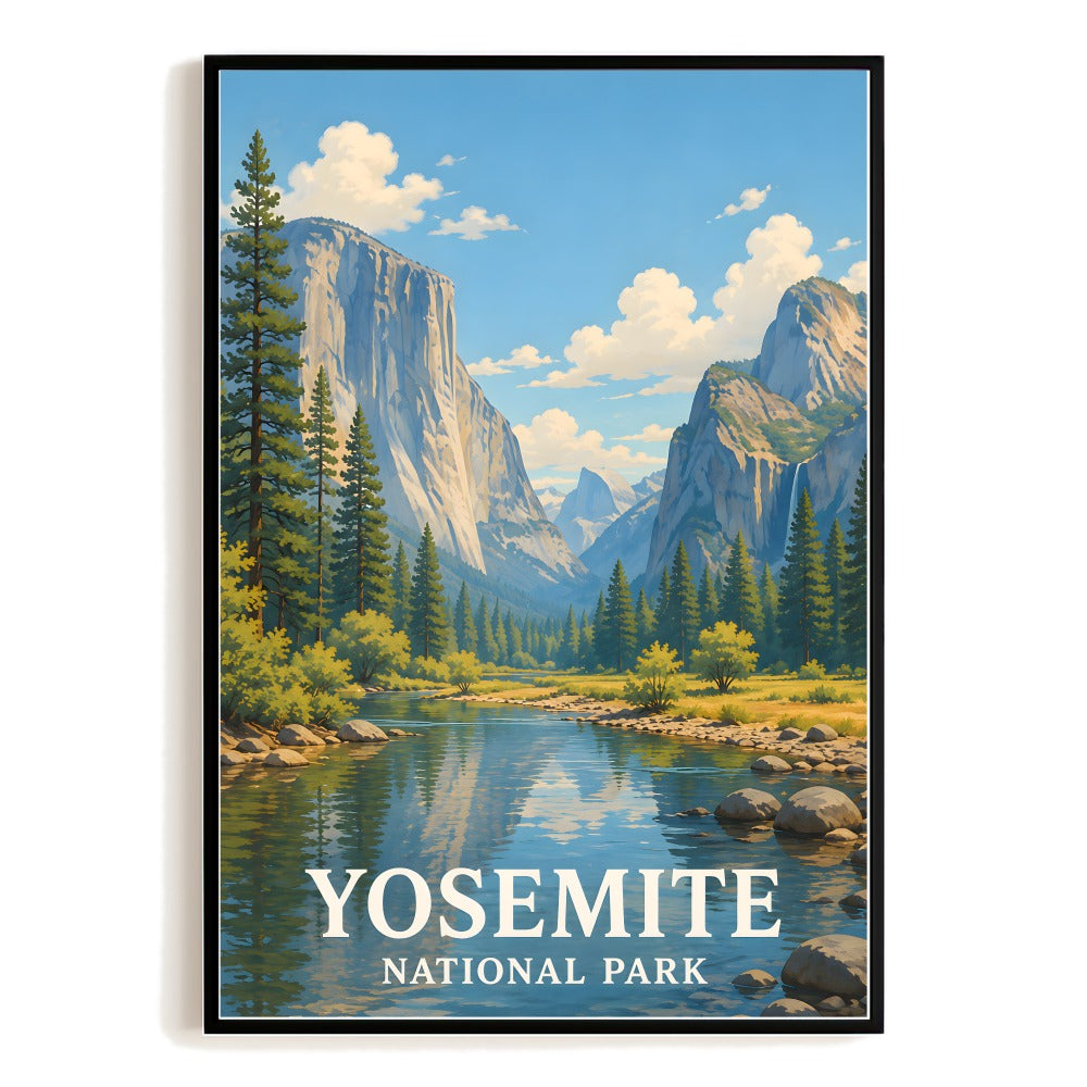 Yosemite National Park Travel Poster Vintage Landscape Wall Art For Nature Lovers Adventure Seekers Home Living Room Office Bedroom Kitchen Bathroom Decor Unframed | teecentury