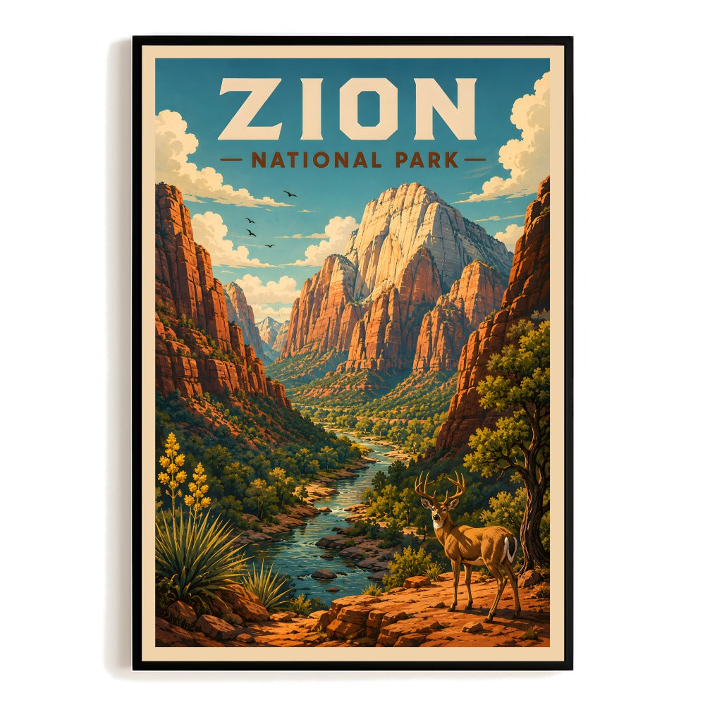 Zion National Park Travel Poster Vintage Landscape Wall Art Decor Souvenir Print Painting Picture For Home Living Room Office Bedroom Decor Unframed | teecentury