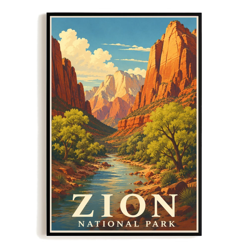 Zion National Park Travel Poster Vintage Utah Canyon Landscape Wall Art Souvenir Print Painting Picture For Home Living Room Office Bedroom Decor Unframed | teecentury