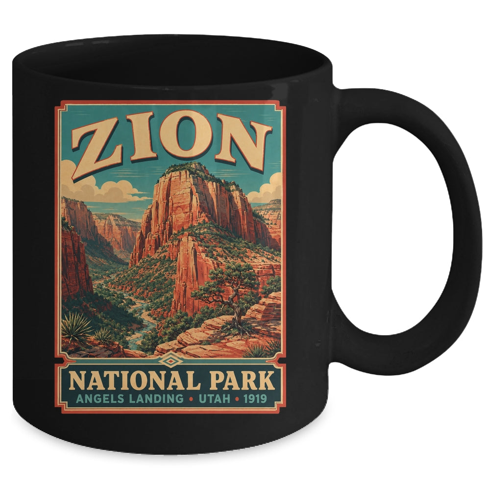 Zion National Park Utah Angels Landing Vintage Hiking Trail Mug | teecentury