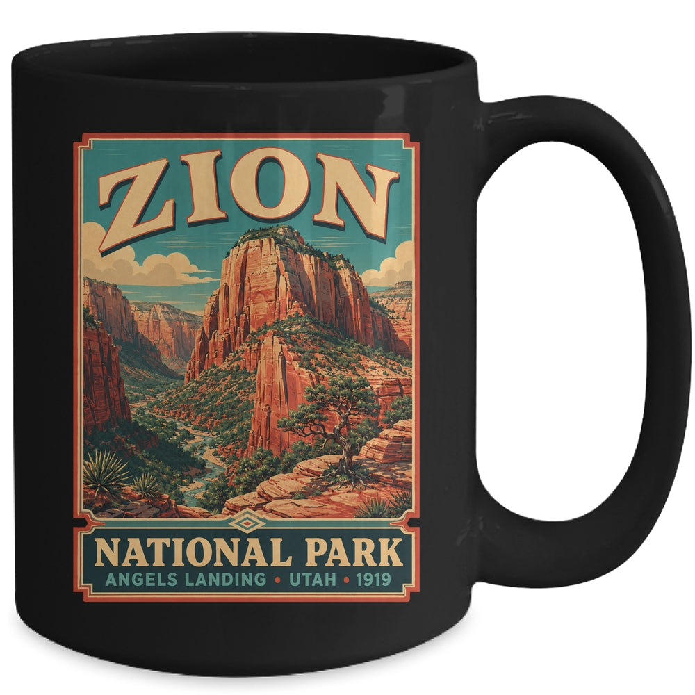 Zion National Park Utah Angels Landing Vintage Hiking Trail Mug | teecentury