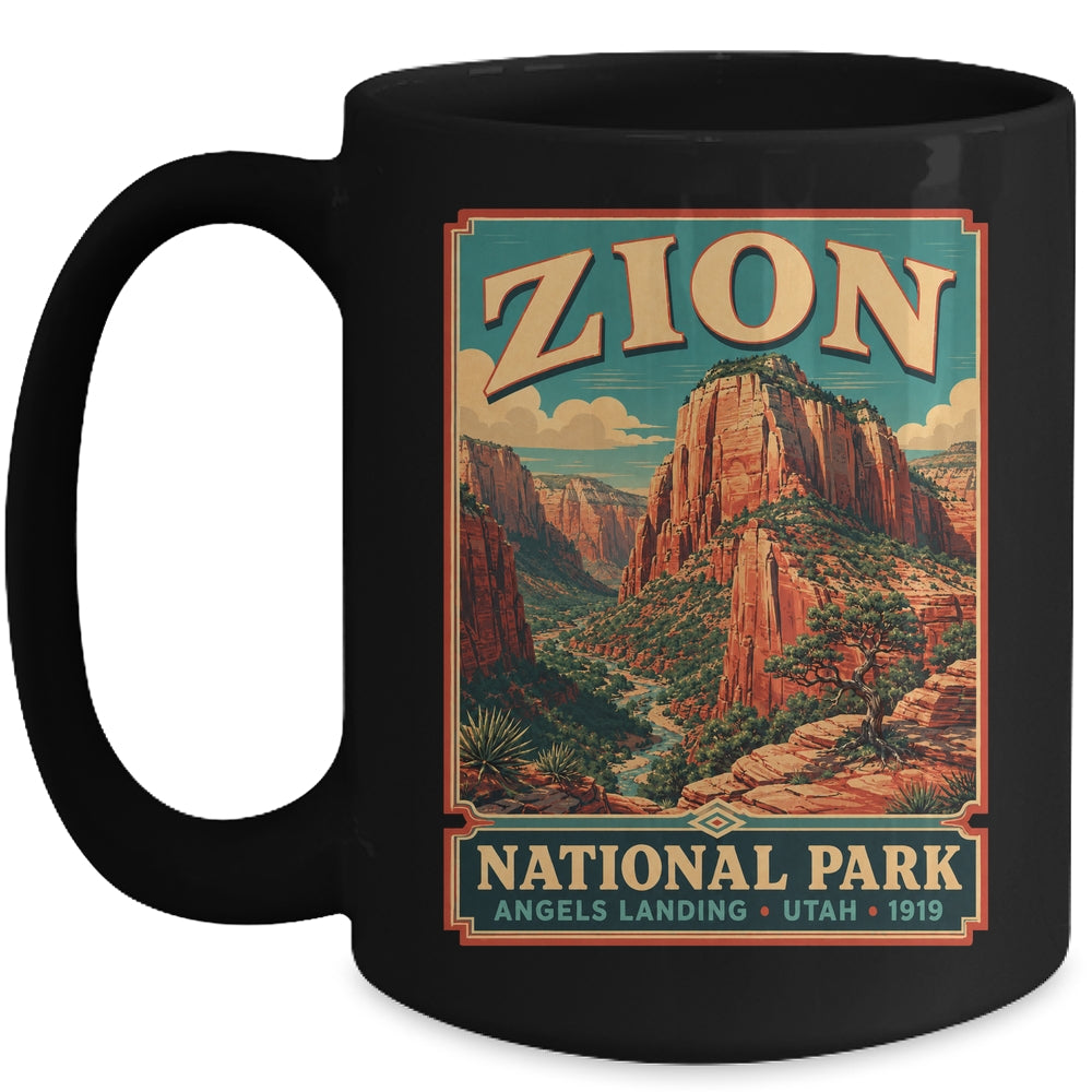 Zion National Park Utah Angels Landing Vintage Hiking Trail Mug | teecentury