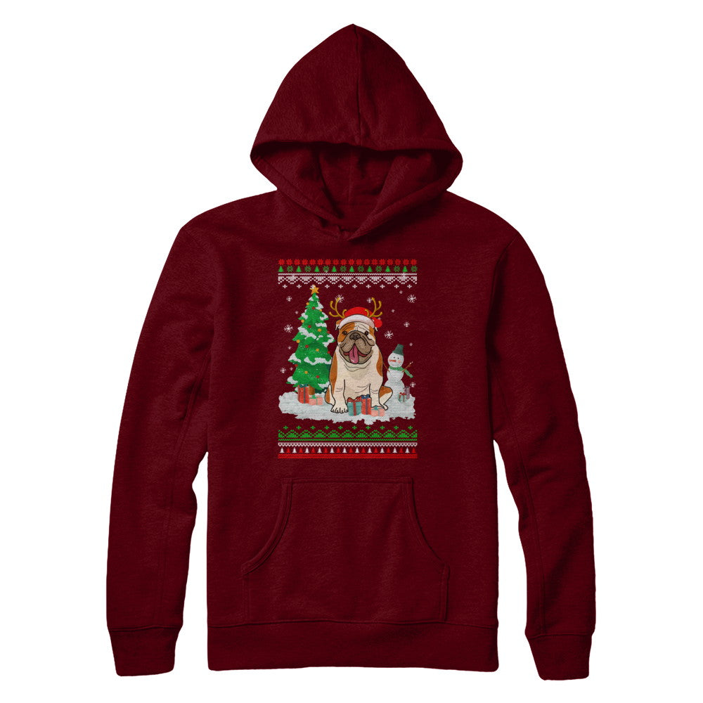 Cute Reindeer Bulldog Christmas Puppie Dog Sweater T-Shirt & Sweatshirt | Teecentury.com