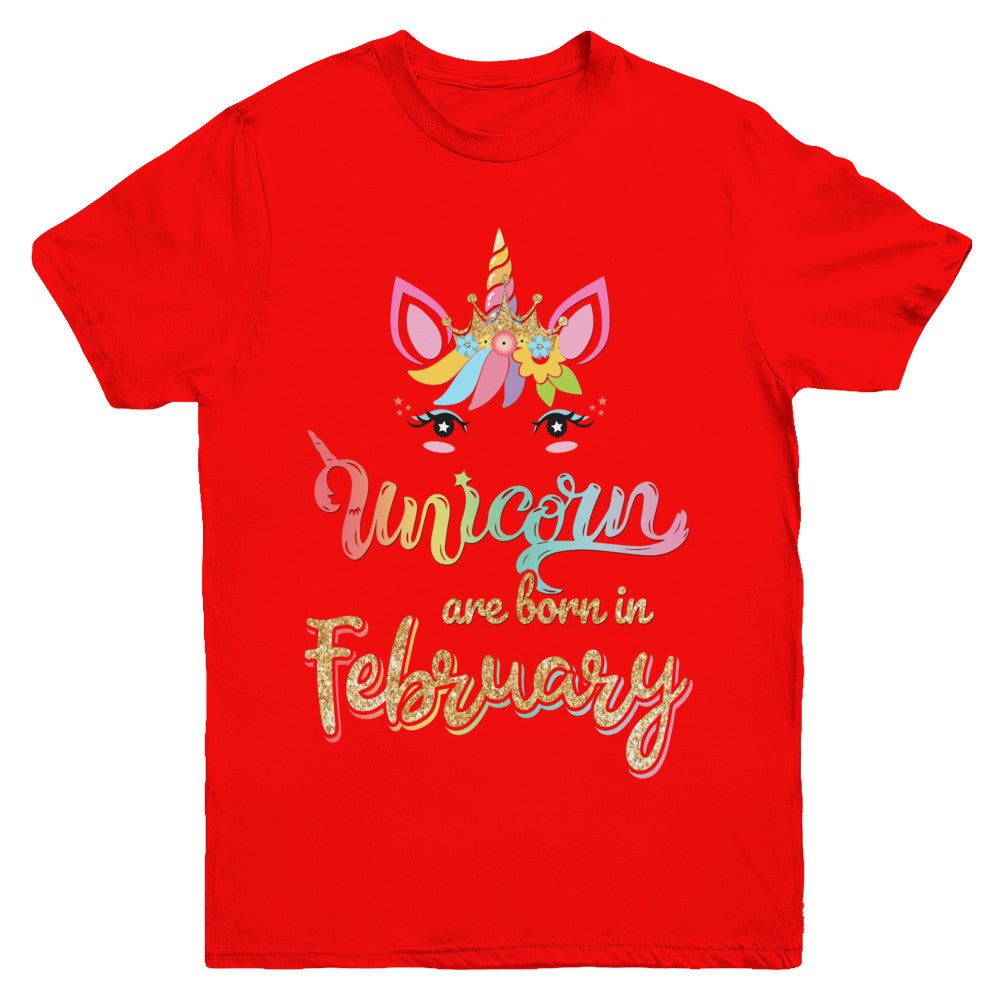 Cute Unicorns Are Born In February Birthday Gift Youth Youth Shirt | Teecentury.com