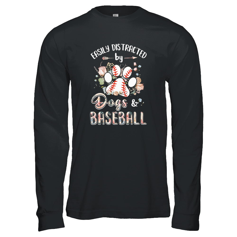 Easily Distracted By Dogs And Baseball T-Shirt & Tank Top | Teecentury.com