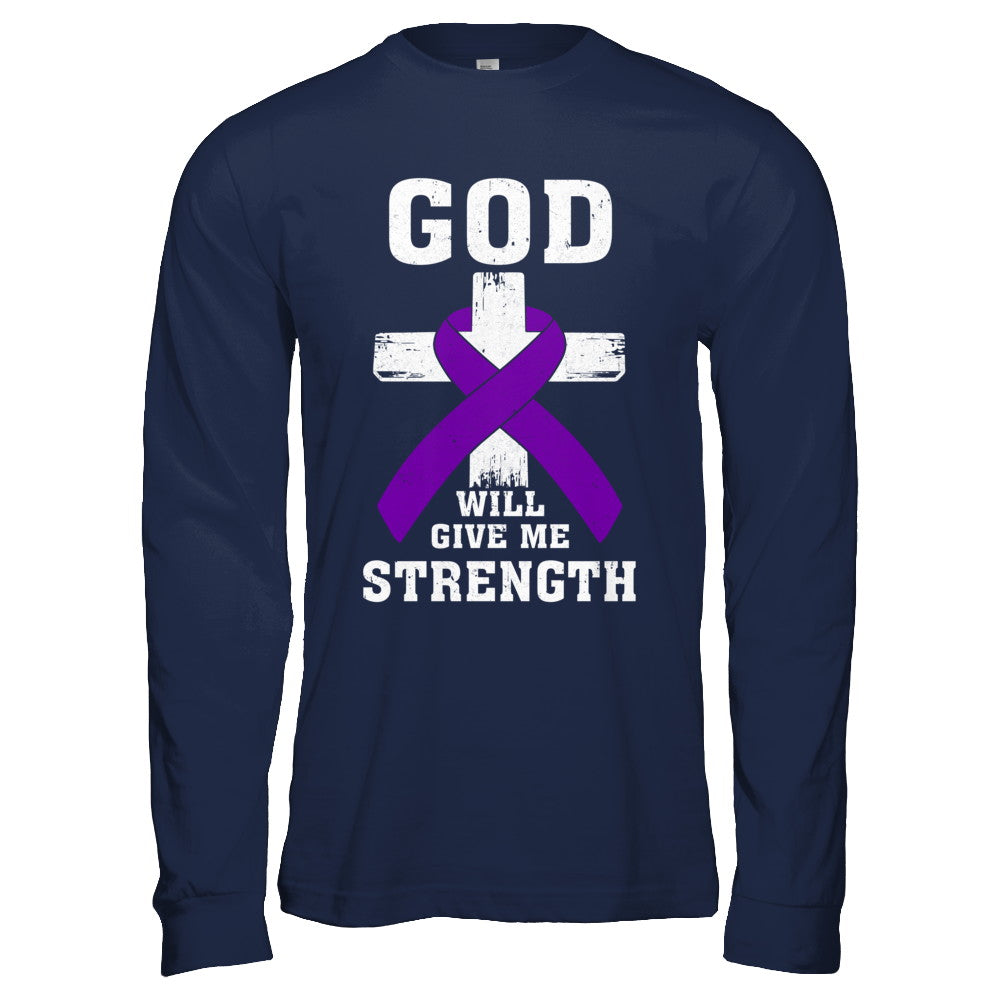 God Will Give Me Strength Purple Violet Awareness Ribbon Gift T-Shirt & Hoodie | Teecentury.com
