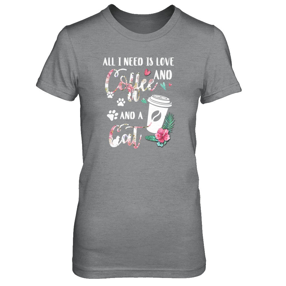 All I Need Is Love And Coffee And A Cat T-Shirt & Tank Top | Teecentury.com