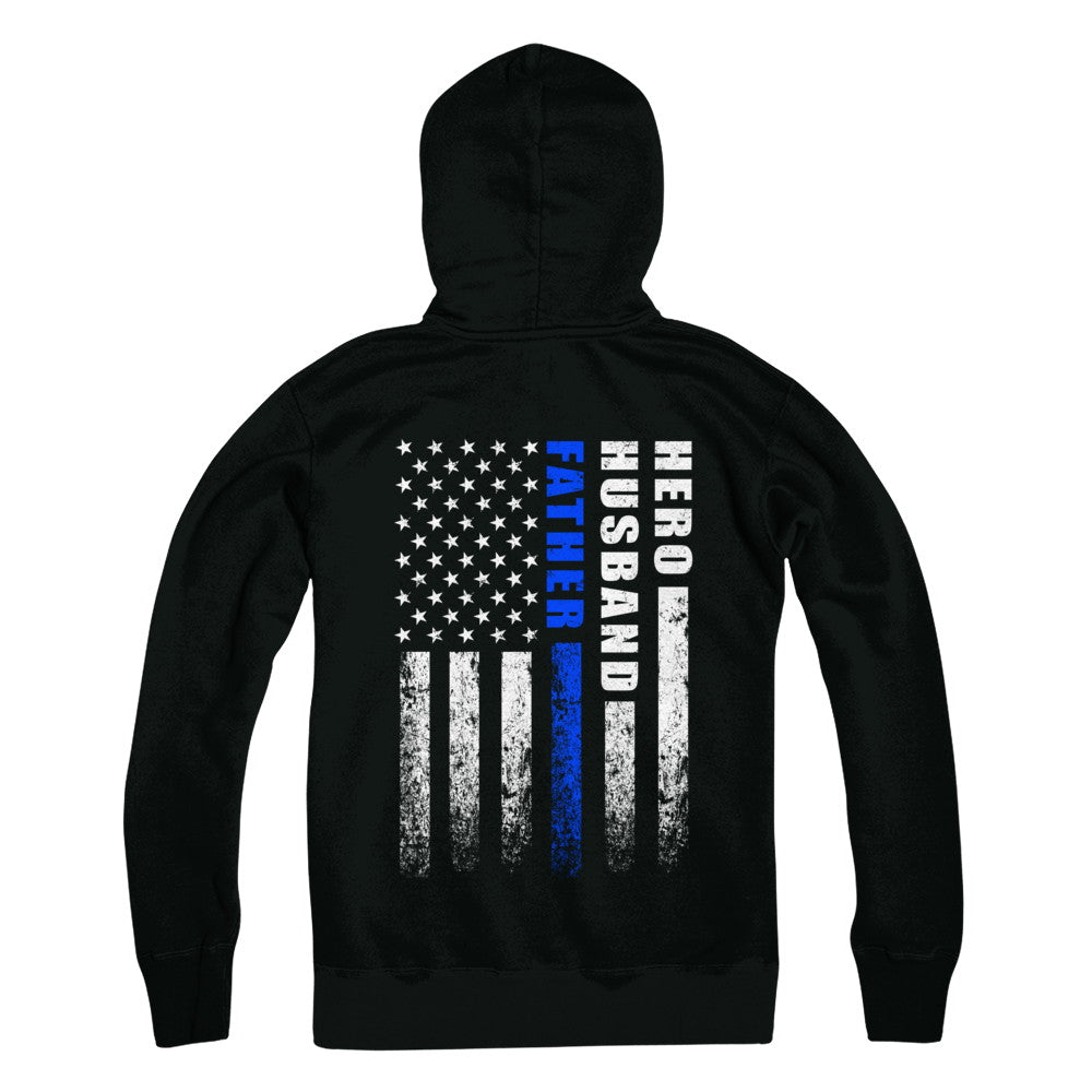 Police Thin Blue Line Husband Daddy Hero Fathers Day Gift T-Shirt & Hoodie | Teecentury.com
