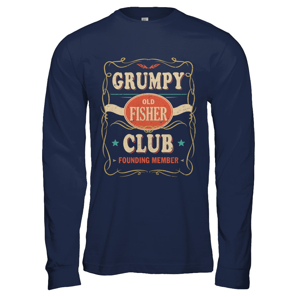 Papa Grumpy Old Fisher Club Founding Member Fishing T-Shirt & Hoodie | Teecentury.com