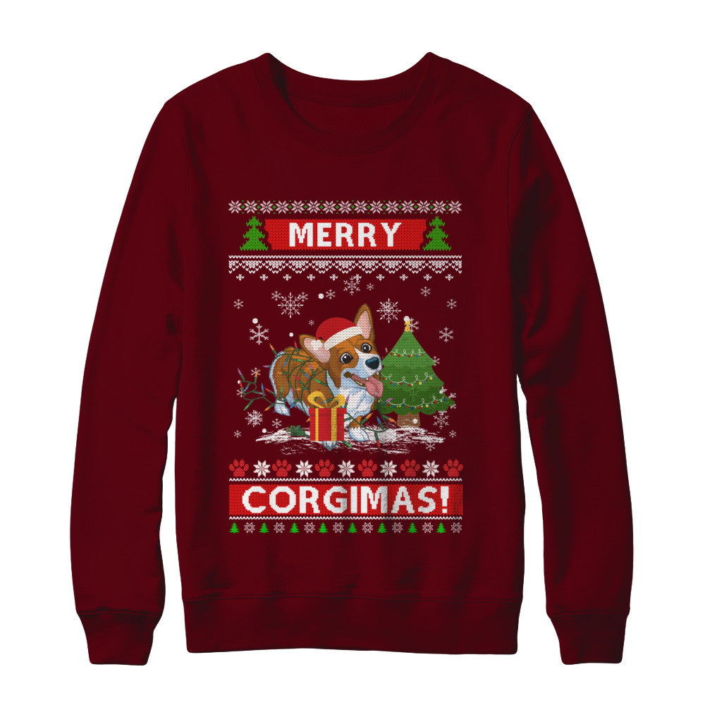 Funny Merry Corgmas Santa Corgi Ugly Christmas Sweater T-Shirt & Sweatshirt | Teecentury.com