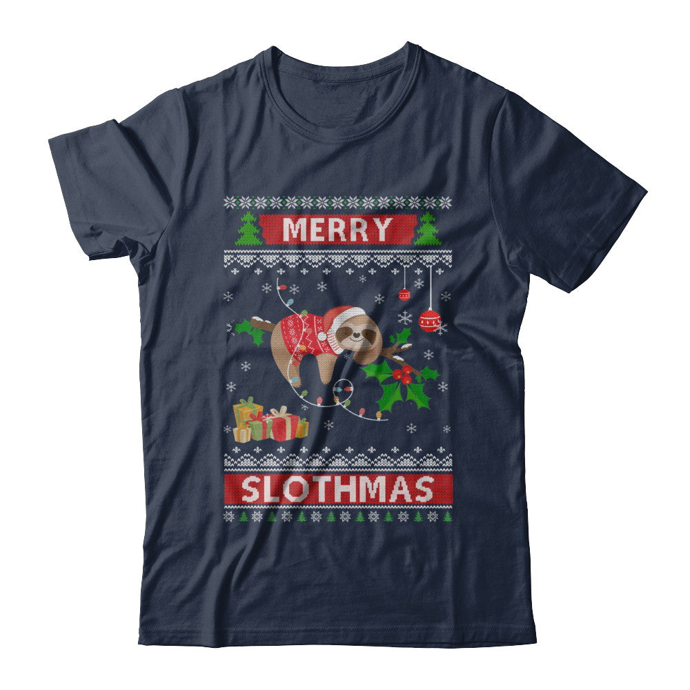 Merry Slothmas Funny Sloth Ugly Christmas Sweater T-Shirt & Sweatshirt | Teecentury.com