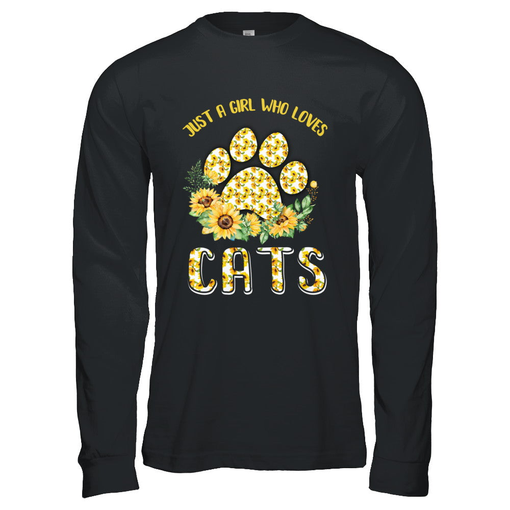 Just A Girl Who Loves Cats And Sunflowers T-Shirt & Hoodie | Teecentury.com