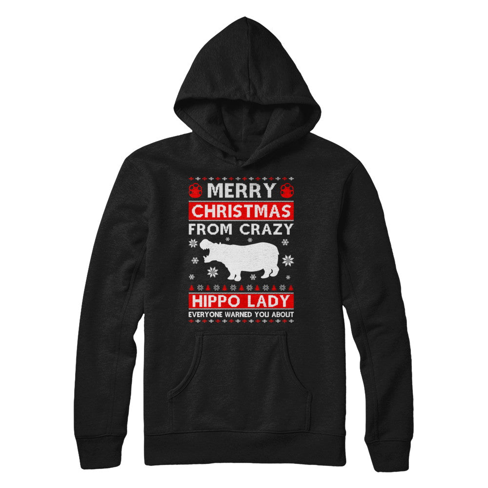 Merry Christmas From Crazy Hippo Lady Sweater T-Shirt & Sweatshirt | Teecentury.com