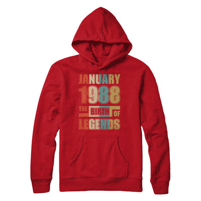 Vintage Retro January 1988 Birth Of Legends 34th Birthday T-Shirt & Hoodie | Teecentury.com