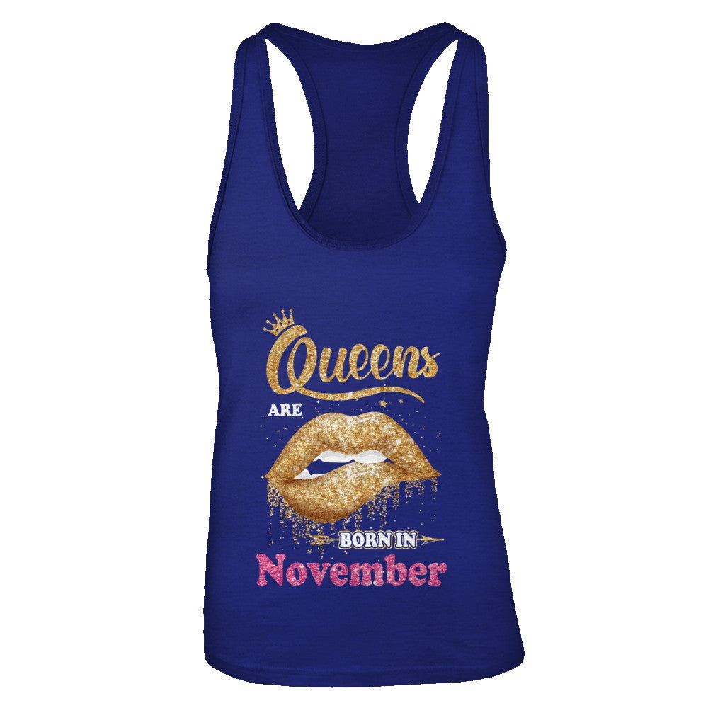 Lipstick Black Queens Are Born In November Birthday Gift T-Shirt & Tank Top | Teecentury.com