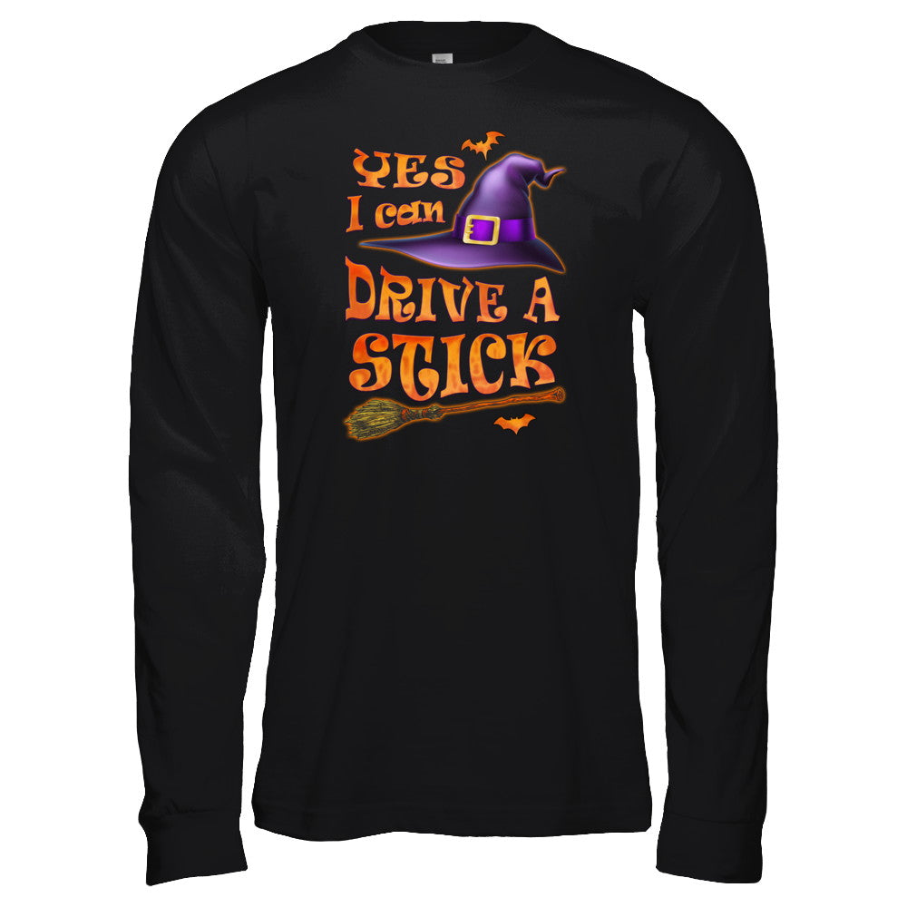 Yes I Can Drive A Stick Funny Halloween Witch Broom T-Shirt & Tank Top | Teecentury.com
