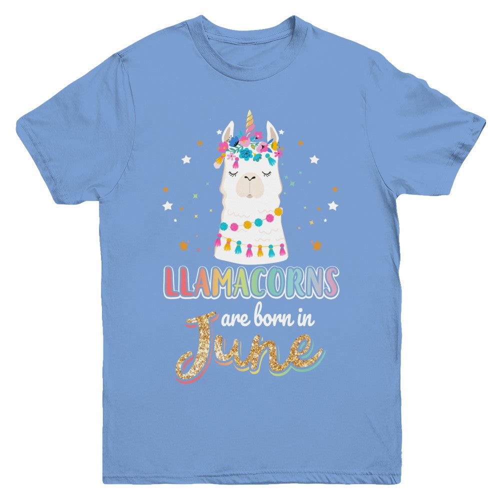 Llama Unicorn Llamacorns Born In June Birthday Gift Youth Youth Shirt | Teecentury.com