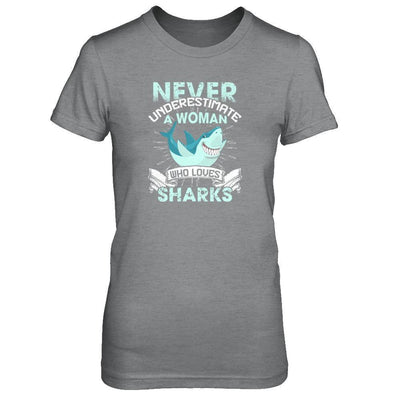 Never Underestimate A Woman Who Loves Shark T-Shirt & Tank Top | Teecentury.com