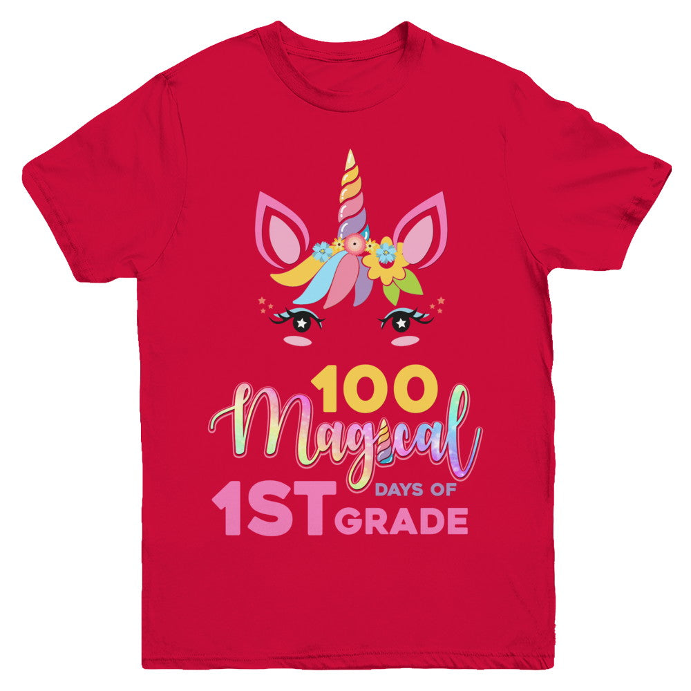 100 Magical Days Of 1St Grade School Unicorn Girl Gift Youth Youth Shirt | Teecentury.com