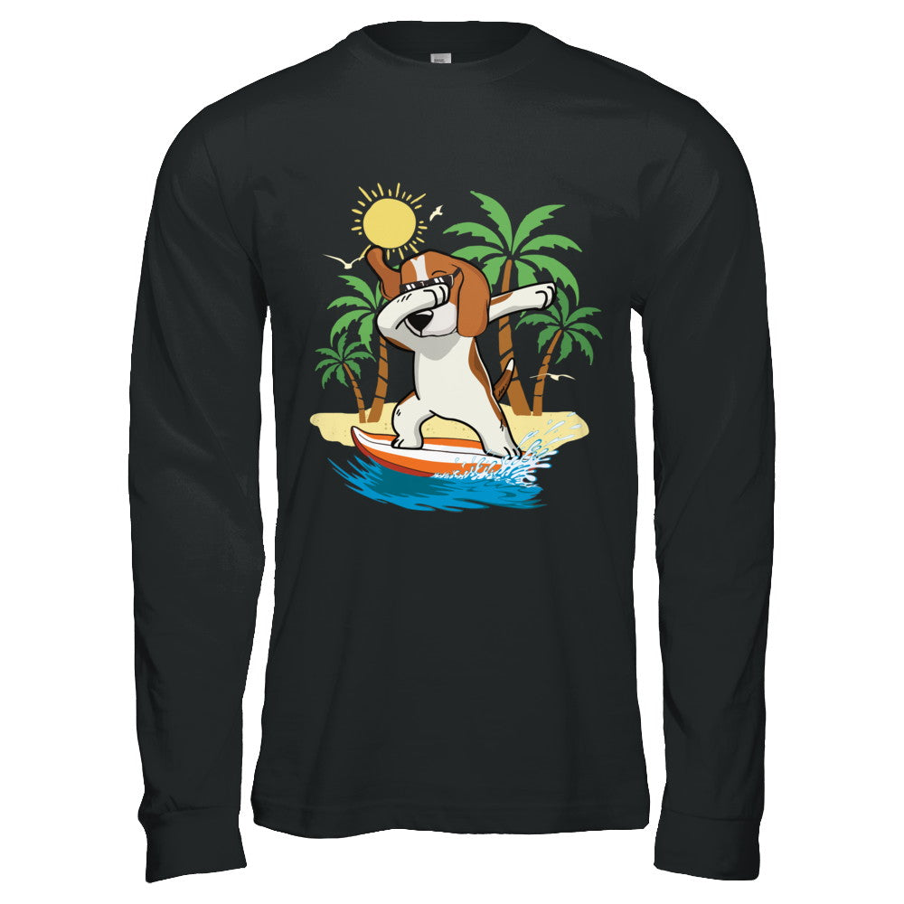 Summer Vacation Dabbing Beagle Surfing Surfboard Gift T-Shirt & Hoodie | Teecentury.com