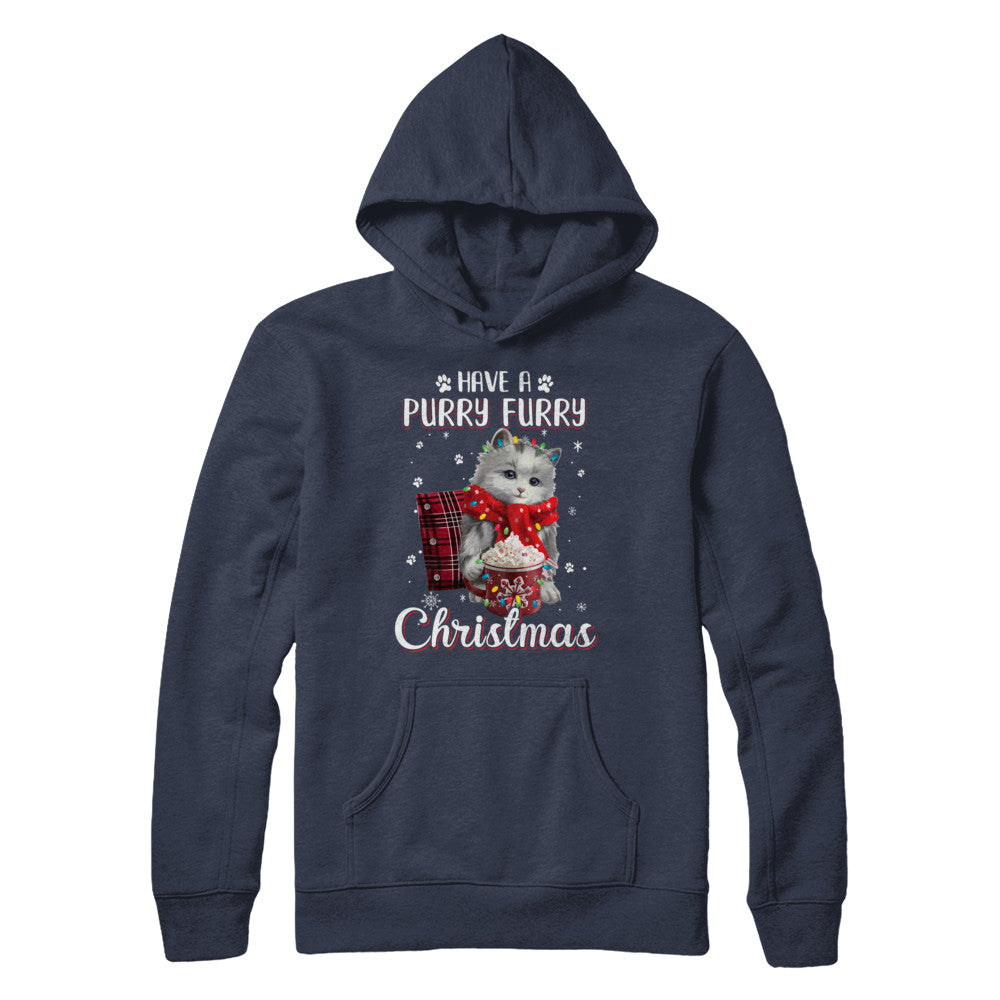 Have A Purry Furry Christmas Funny Holiday Xmas Cat T-Shirt & Sweatshirt | Teecentury.com