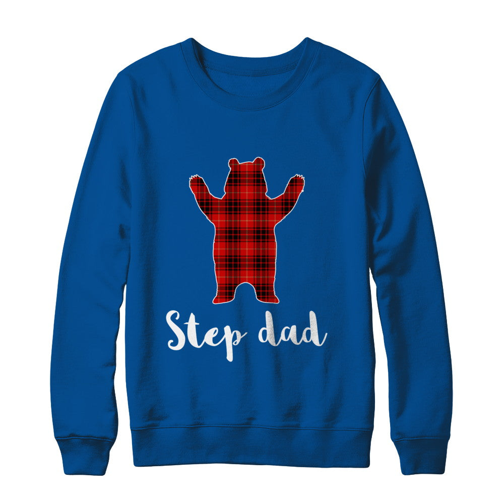 Red Step Dad Bear Buffalo Plaid Family Christmas Pajamas T-Shirt & Sweatshirt | Teecentury.com
