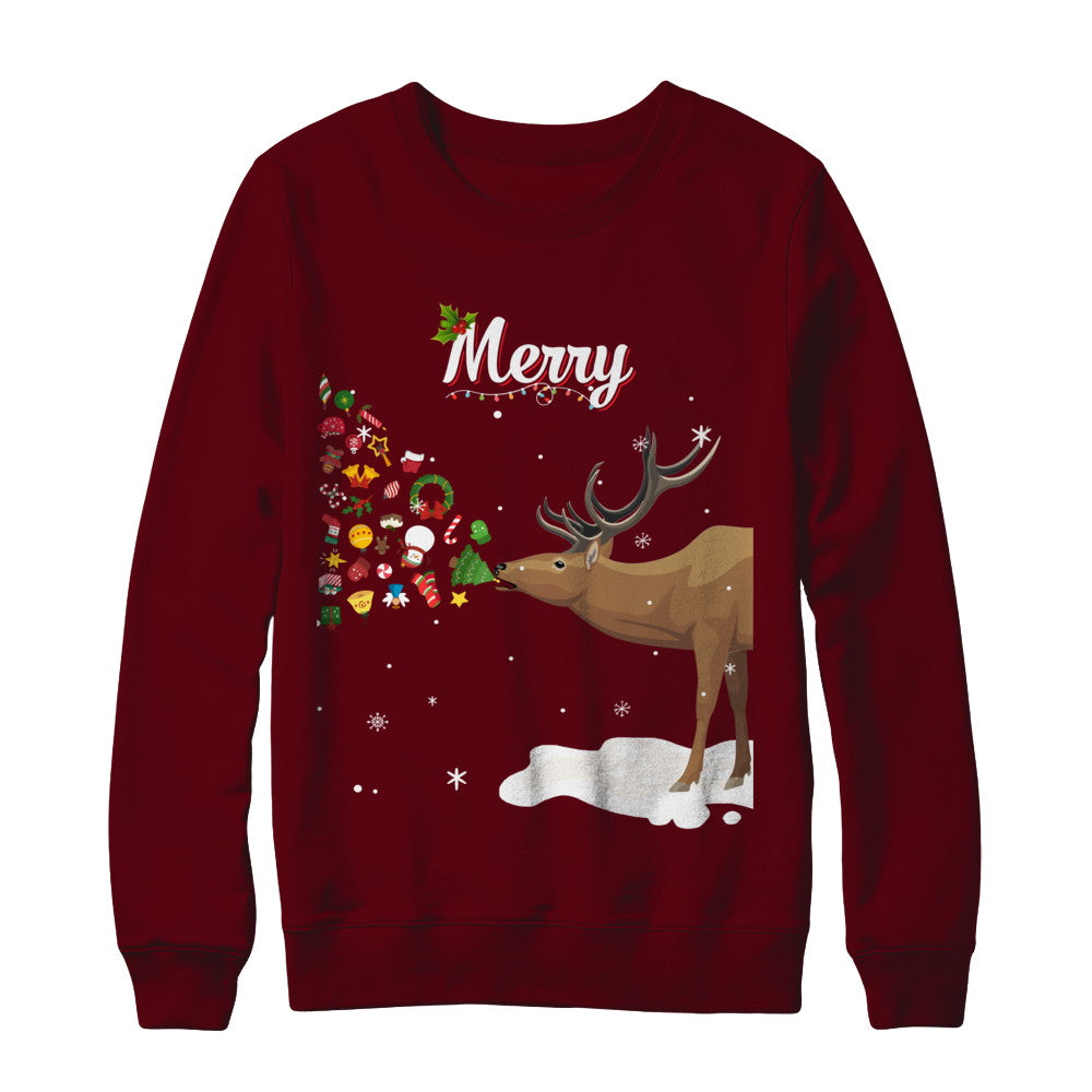 Couples Sick Reindeer Funny Ugly Merry Christmas Sweater T-Shirt & Sweatshirt | Teecentury.com