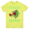 Santa Riding Dinosaur T-Rex Ugly Christmas Sweater Youth Youth Shirt | Teecentury.com