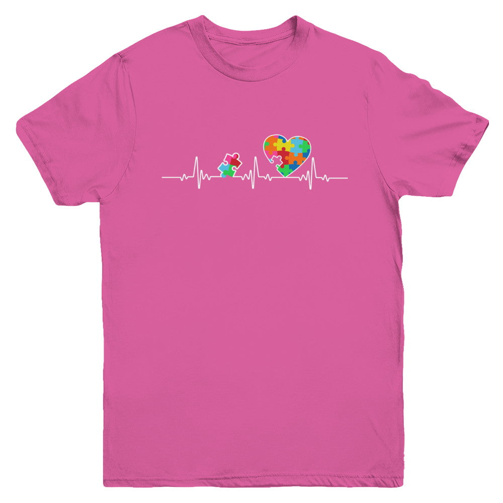 Autism Puzzle Heartbeat Autism Awareness Youth Youth Shirt | Teecentury.com
