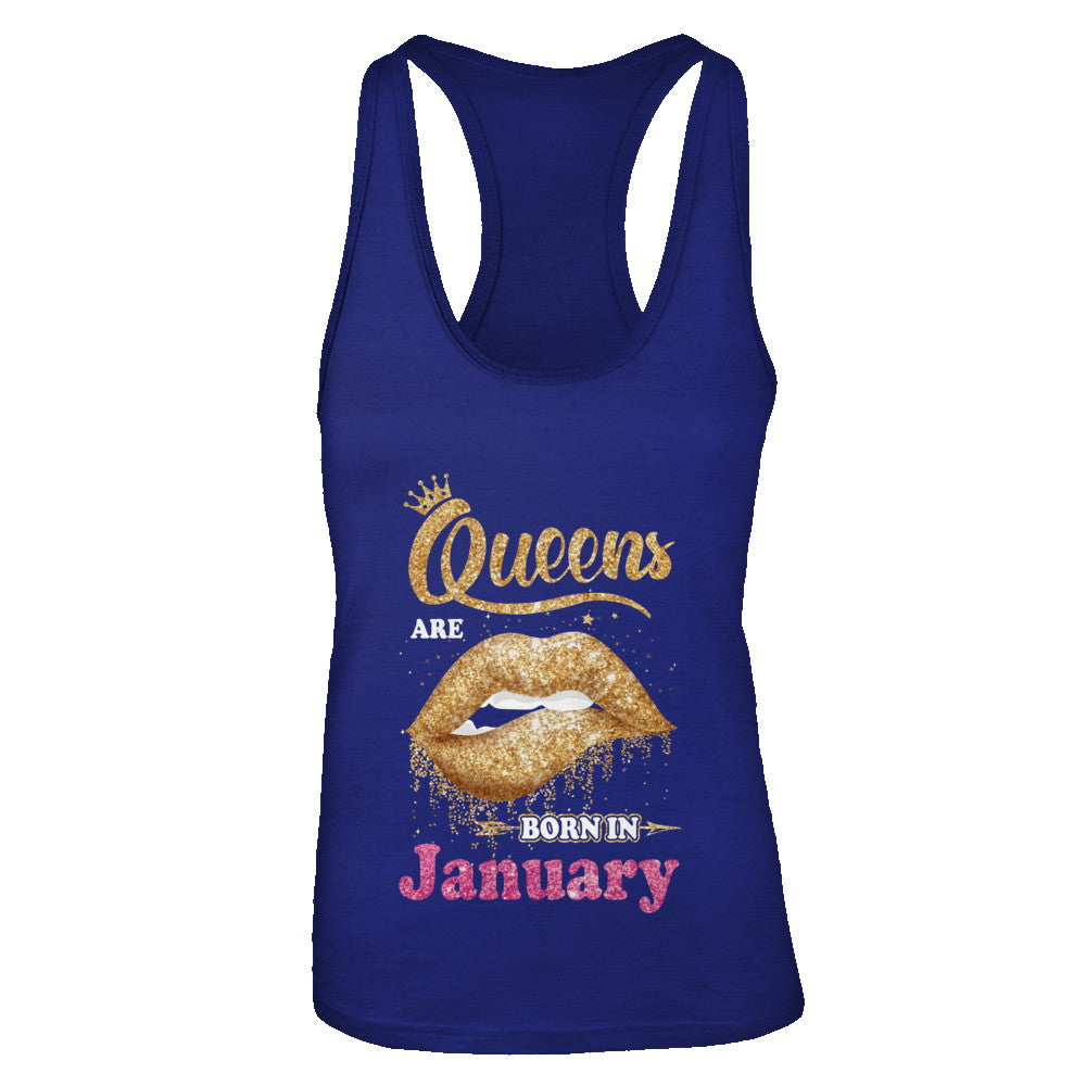 Lipstick Black Queens Are Born In January Birthday Gift T-Shirt & Tank Top | Teecentury.com