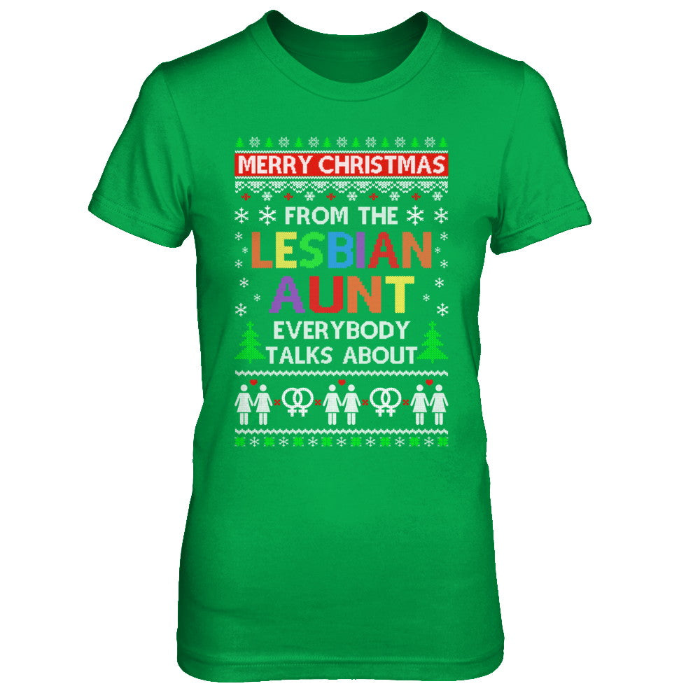 LGBT Merry Christmas From Lesbian Aunt Ugly Christmas Sweater T-Shirt & Sweatshirt | Teecentury.com