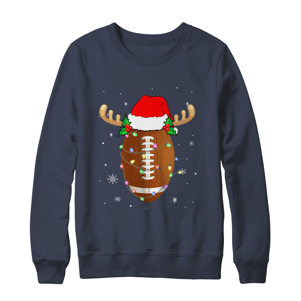 Santa Hat Football Reindeer Christmas Gifts T-Shirt & Sweatshirt | Teecentury.com