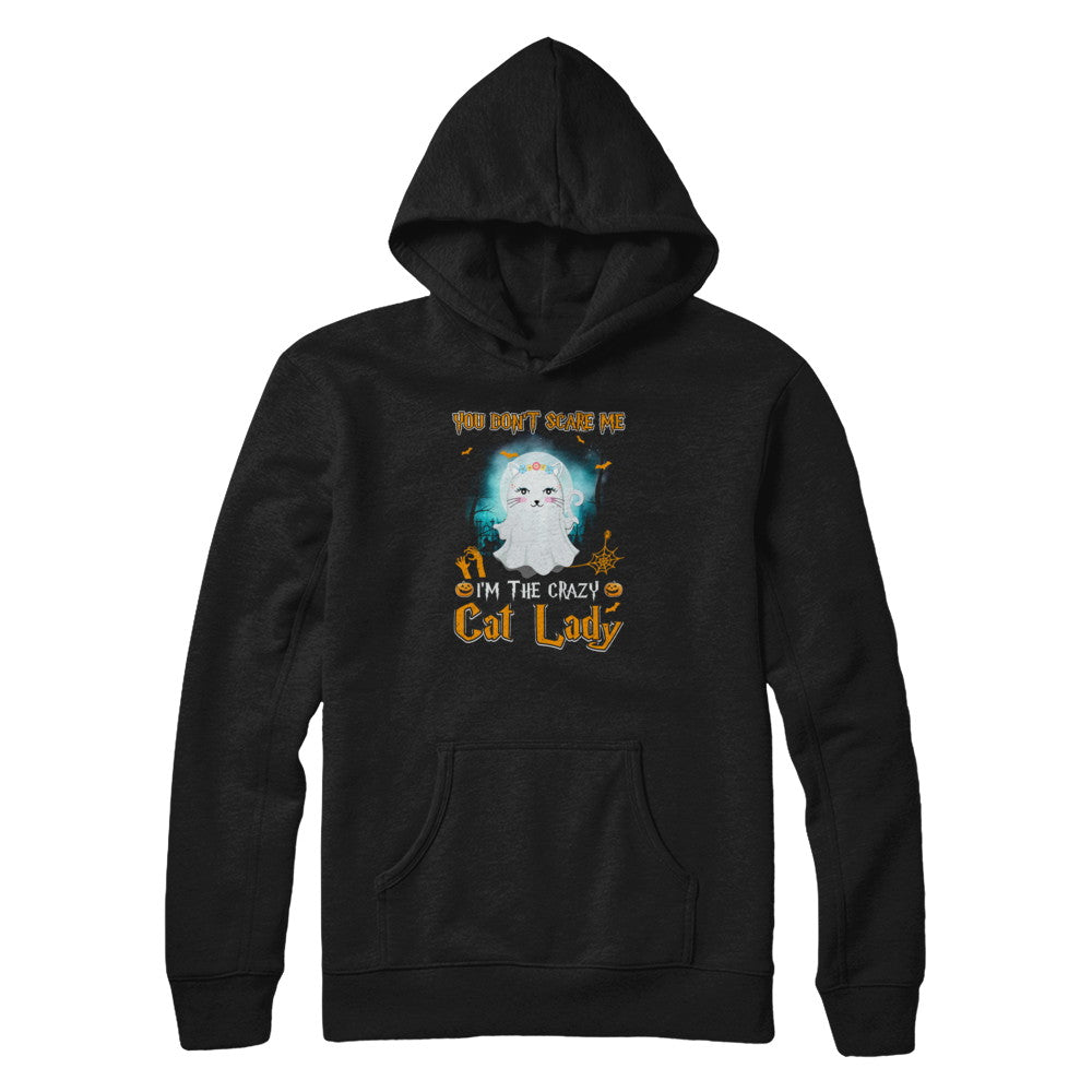 You Don't Scare Me I'm A Crazy Cat Lady Ghost Halloween T-Shirt & Tank Top | Teecentury.com