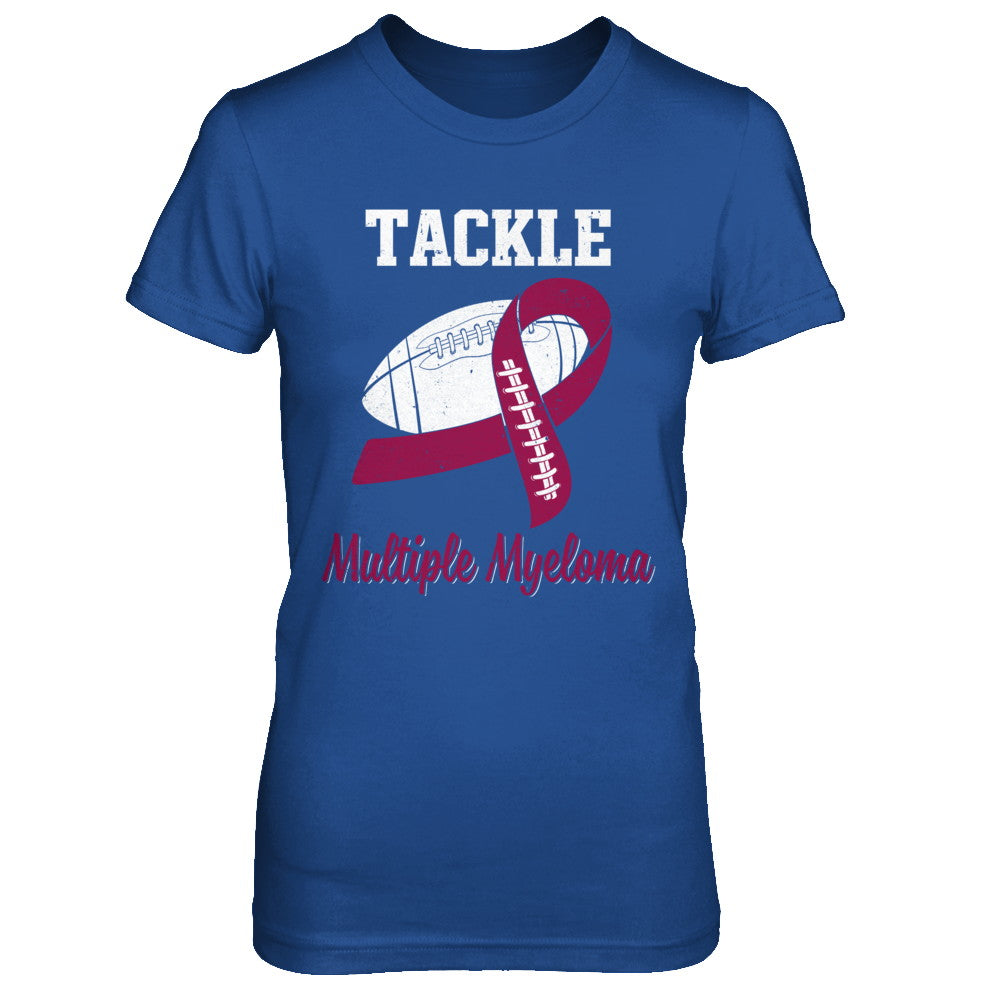 Football Survivor Tackle Burgundy Multiple Myeloma Awareness T-Shirt & Hoodie | Teecentury.com