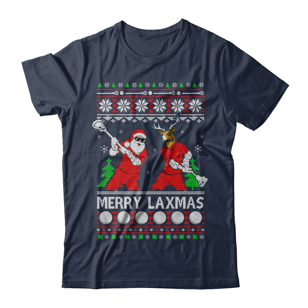 Lacrosse Santa Reindeer Merry Laxmas Ugly Christmas Sweater T-Shirt & Sweatshirt | Teecentury.com