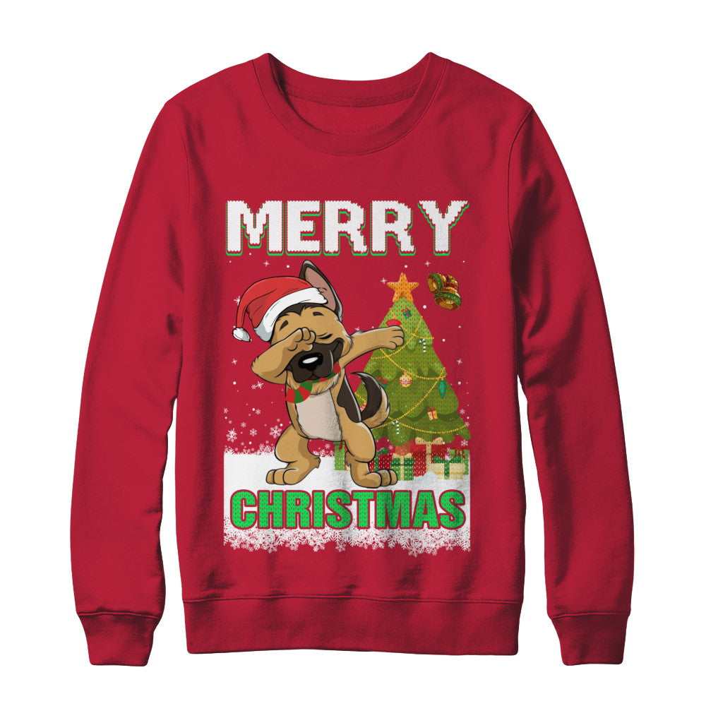 Cute German Shepherd Claus Merry Christmas Ugly Sweater T-Shirt & Sweatshirt | Teecentury.com