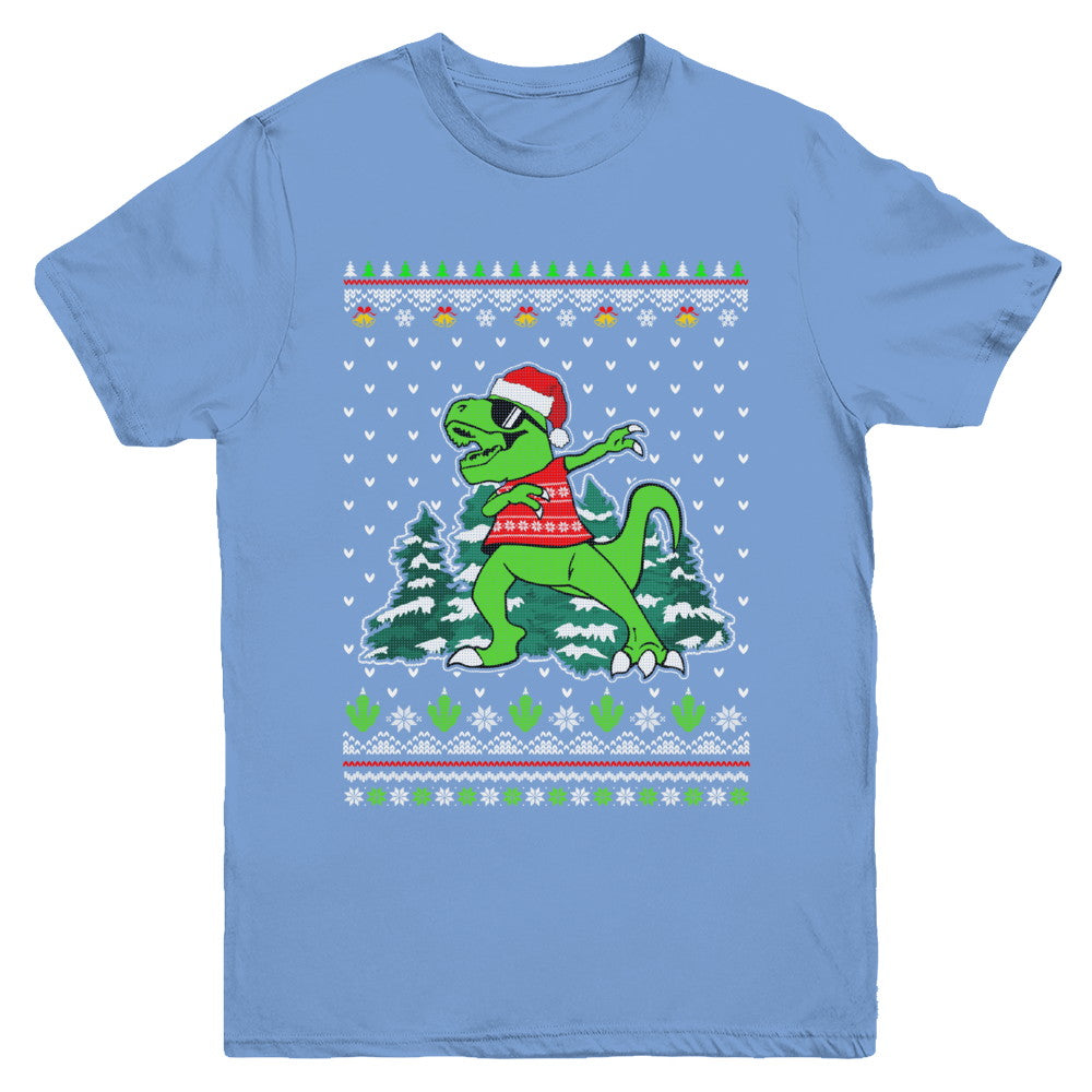 Funny Dab Dabbing Dinosaur Ugly Christmas Sweater Xmas Youth Youth Shirt | Teecentury.com