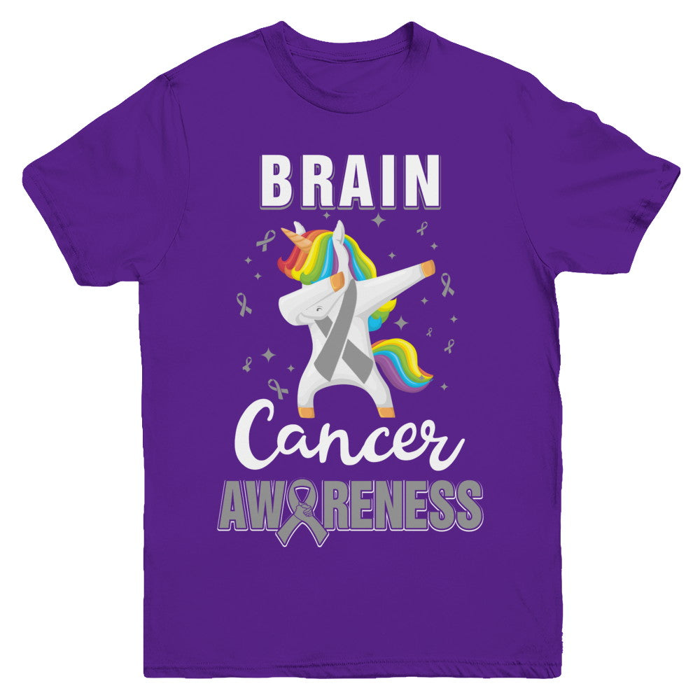 Inspirational Brain Cancer Awareness Unicorn Support Youth Youth Shirt | Teecentury.com