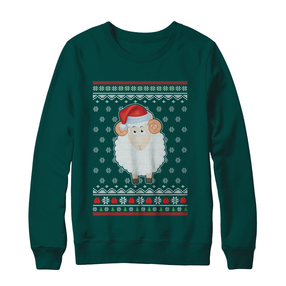 Pajamas Lamb Sheep Santa Hat Ugly Christmas Sweater T-Shirt & Sweatshirt | Teecentury.com
