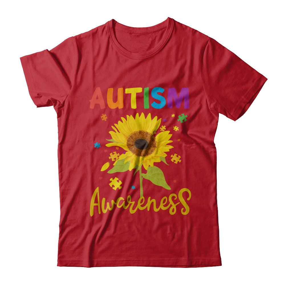 Autism Awareness Puzzle Sunflower T-Shirt & Hoodie | Teecentury.com