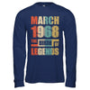 Vintage Retro March 1968 Birth Of Legends 54th Birthday T-Shirt & Hoodie | Teecentury.com