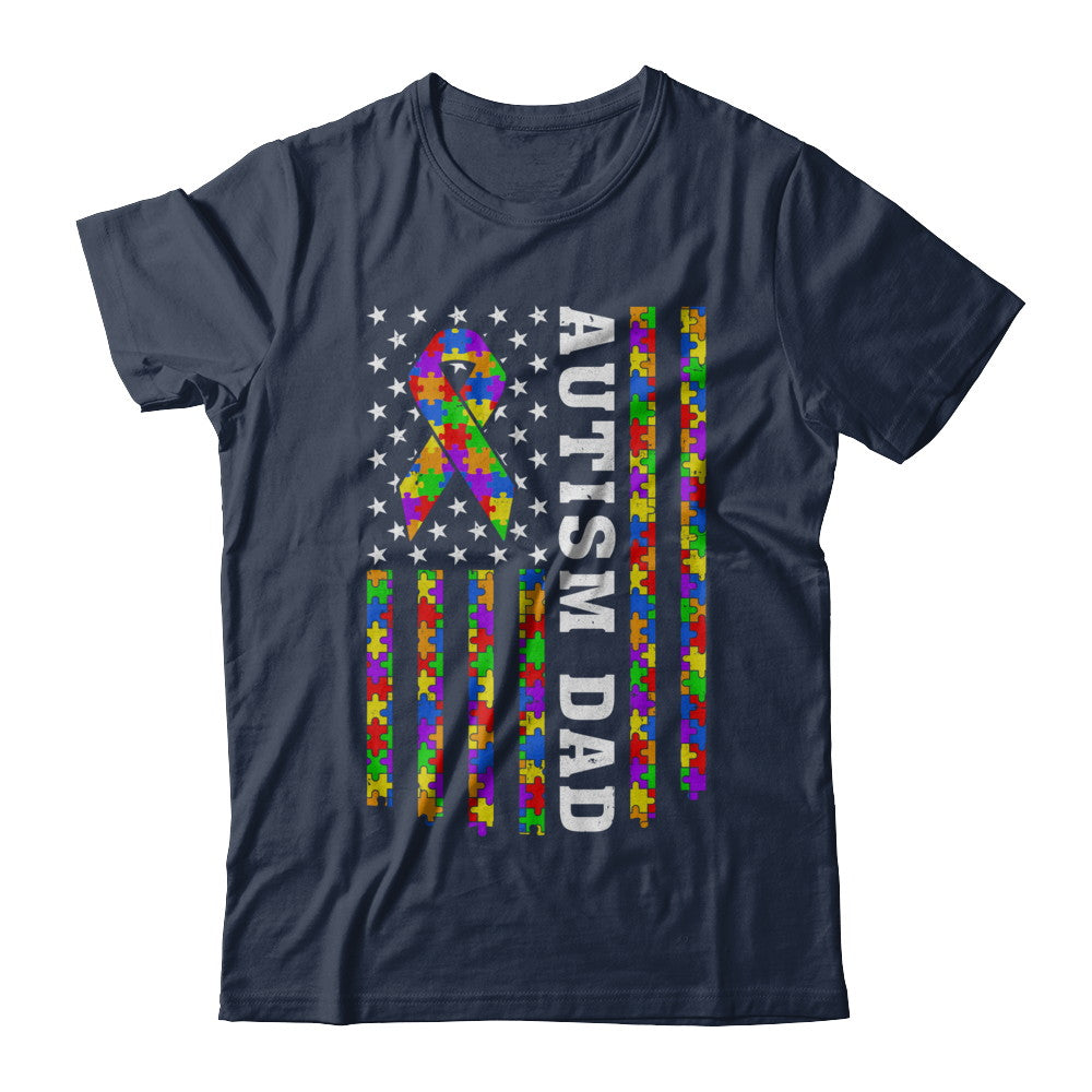 Proud Autism Dad Daddy Autistic Us Flag Fathers Day T-Shirt & Hoodie | Teecentury.com