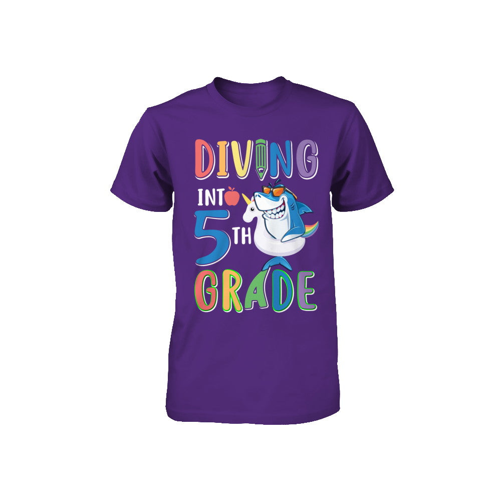 Diving Into 5th Grade Back To School Shark Youth Youth Shirt | Teecentury.com