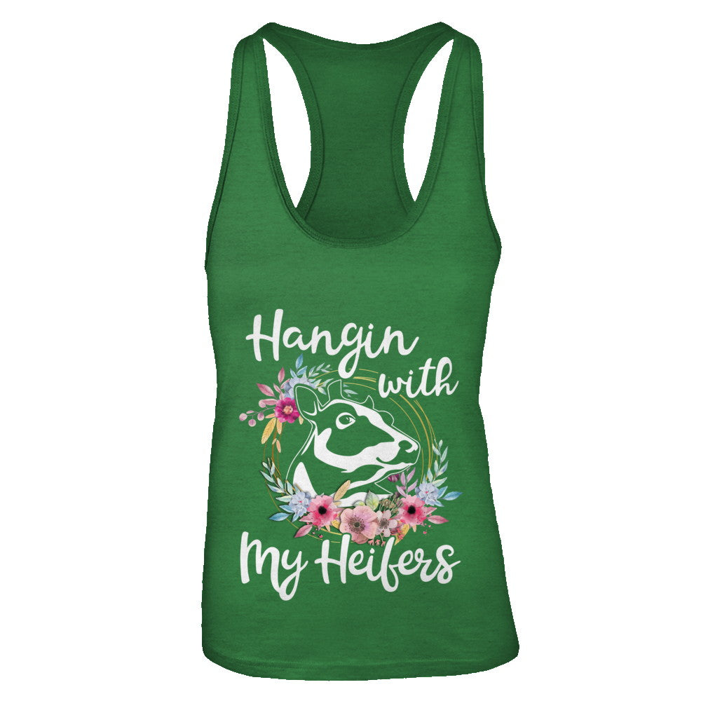 Hanging With My Heifers Flower Funny Cow Farmer T-Shirt & Tank Top | Teecentury.com
