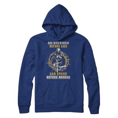 Knight American She Who Kneels Before God Can Stand Before Anyone T-Shirt & Hoodie | Teecentury.com