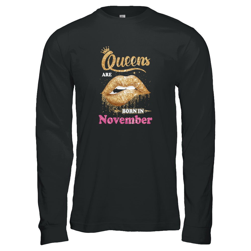Lipstick Black Queens Are Born In November Birthday Gift T-Shirt & Tank Top | Teecentury.com