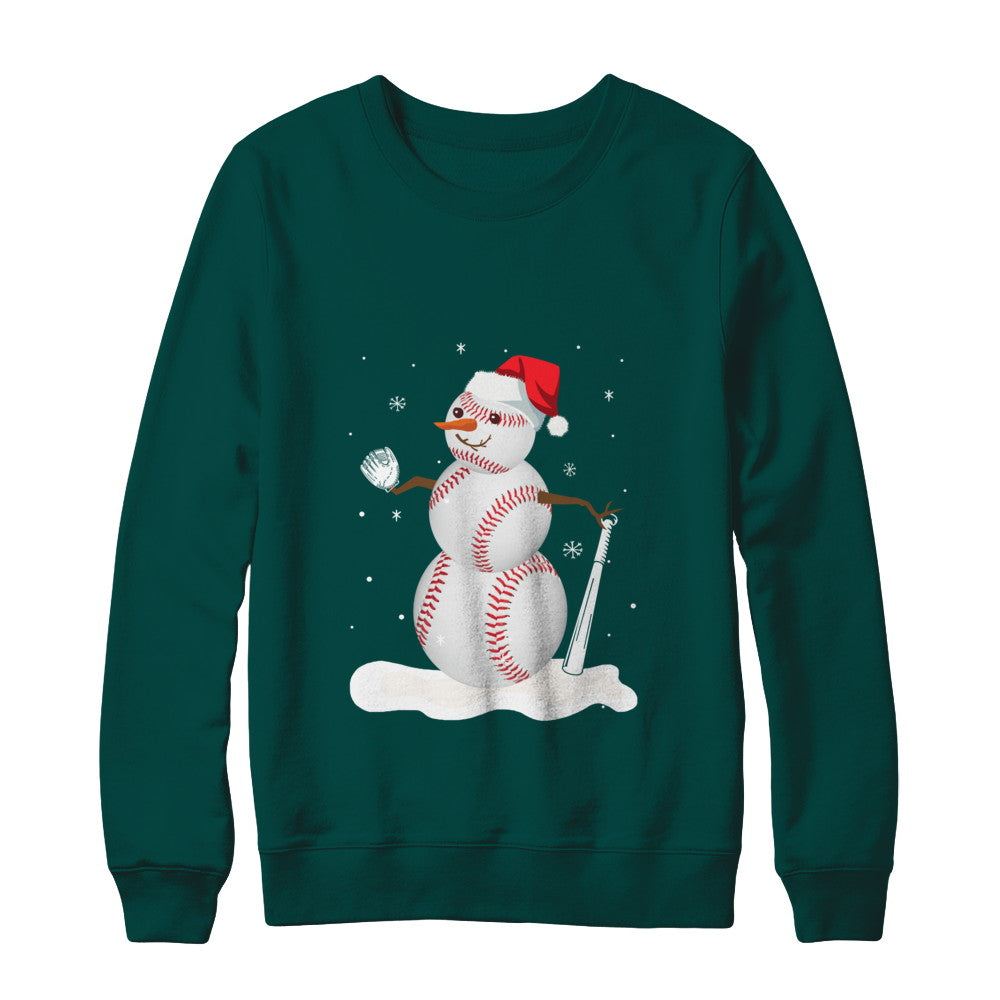 Christmas Baseball Snowman Christmas T-Shirt & Sweatshirt | Teecentury.com